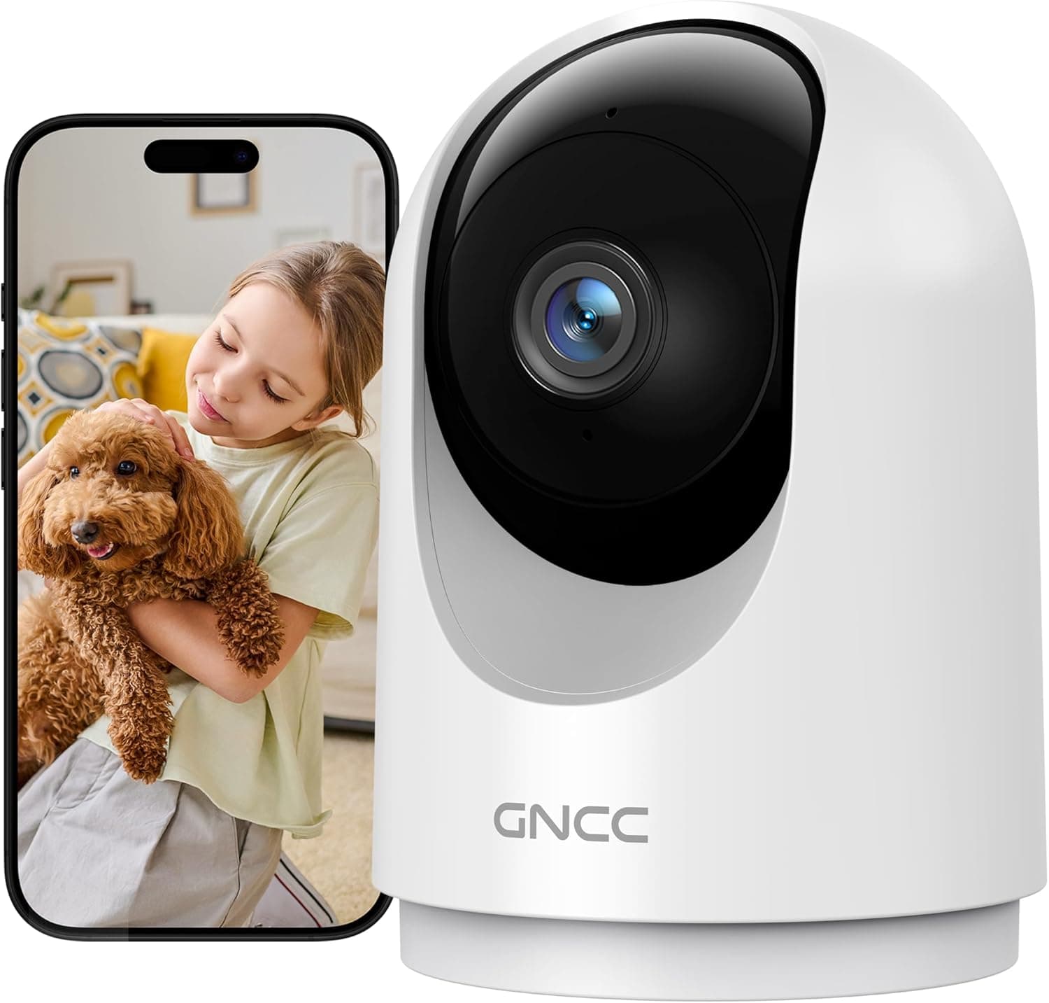 GNCC Telecamera WiFi interno 2K PTZ 355° Tracciamento AI Bebè